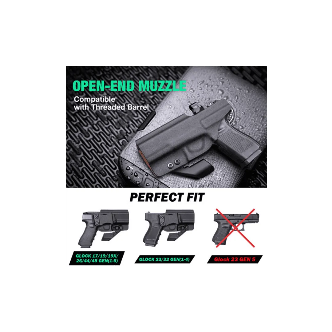 Gun & Flower Kydex w Leather IWB Holster with Claw For Glock 19