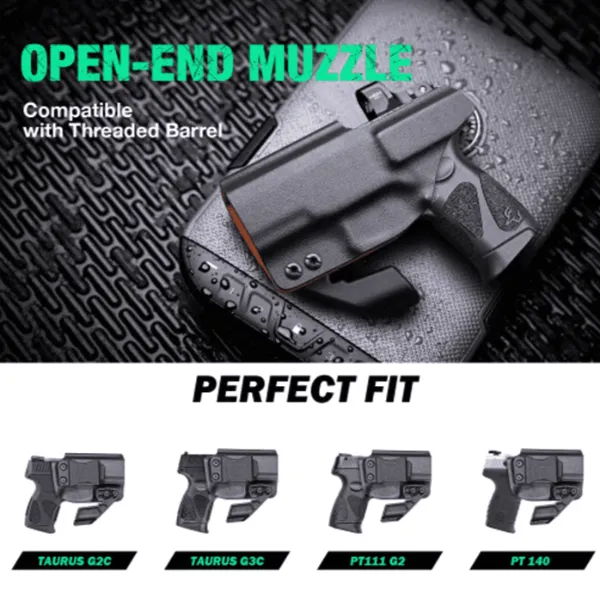 Gun & Flower Kydex w Leather IWB Holster with Claw For Taurus G2C/G3C