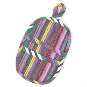 Hand Woven Mini Oven Mitt | Soft Multi Stripes