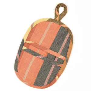 Hand Woven Mini Oven Mitt | Wide Caramel Stripes