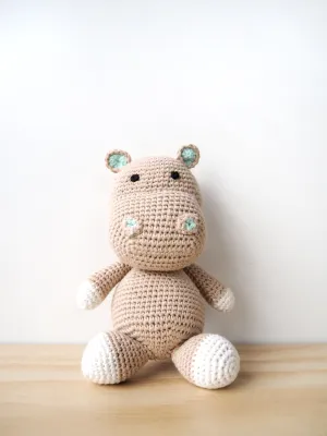 Hippo Organic Crochet Squeaky Toy