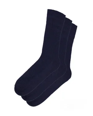 HJ Hall Softop Wool Socks 3 Pack (navy)