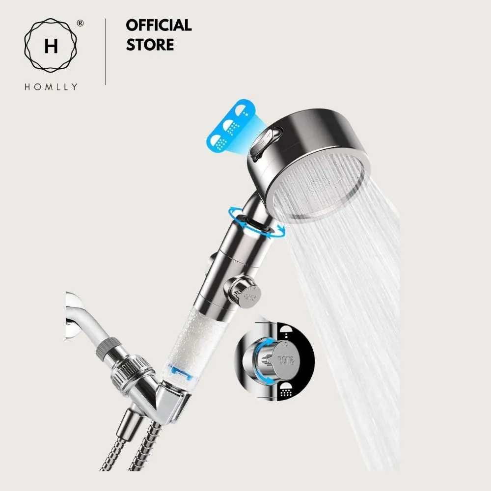Homlly Filtered High Pressure Adjustable Shower Head (3 Spray Settings)