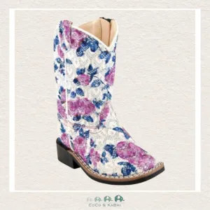 Jama Old West: Children's Cowboy Boot - Purple Flowers  (BRE1)