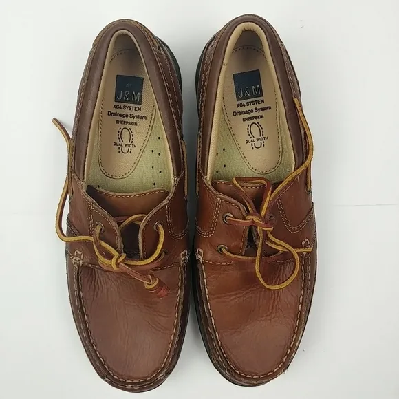 Johnston &amp; Murphy Angler Two-Eye Leather Loafer NWB Mens Size 8.5 Brown Preppy