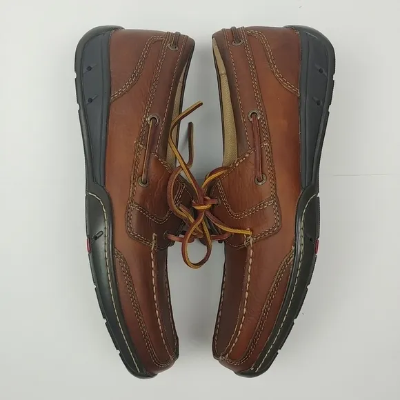 Johnston &amp; Murphy Angler Two-Eye Leather Loafer NWB Mens Size 8.5 Brown Preppy