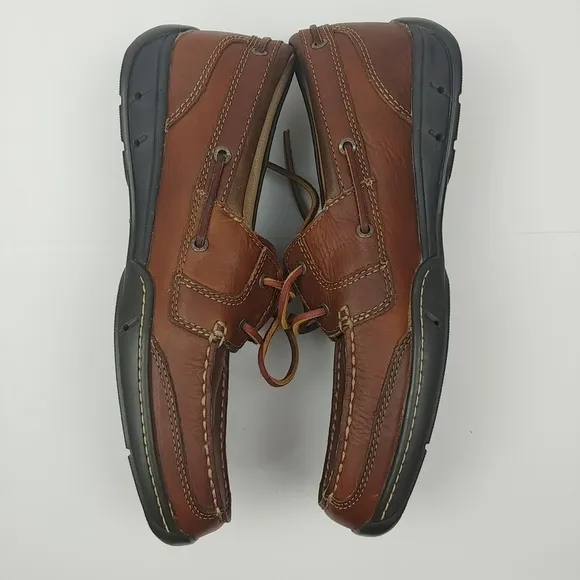 Johnston &amp; Murphy Angler Two-Eye Leather Loafer NWB Mens Size 8.5 Brown Preppy