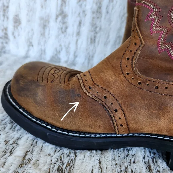 Justin &quot;Wanette&quot; Steel Toe Brown Leather Cowboy Western Boot | Women's Size 9.5B
