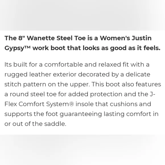 Justin &quot;Wanette&quot; Steel Toe Brown Leather Cowboy Western Boot | Women's Size 9.5B