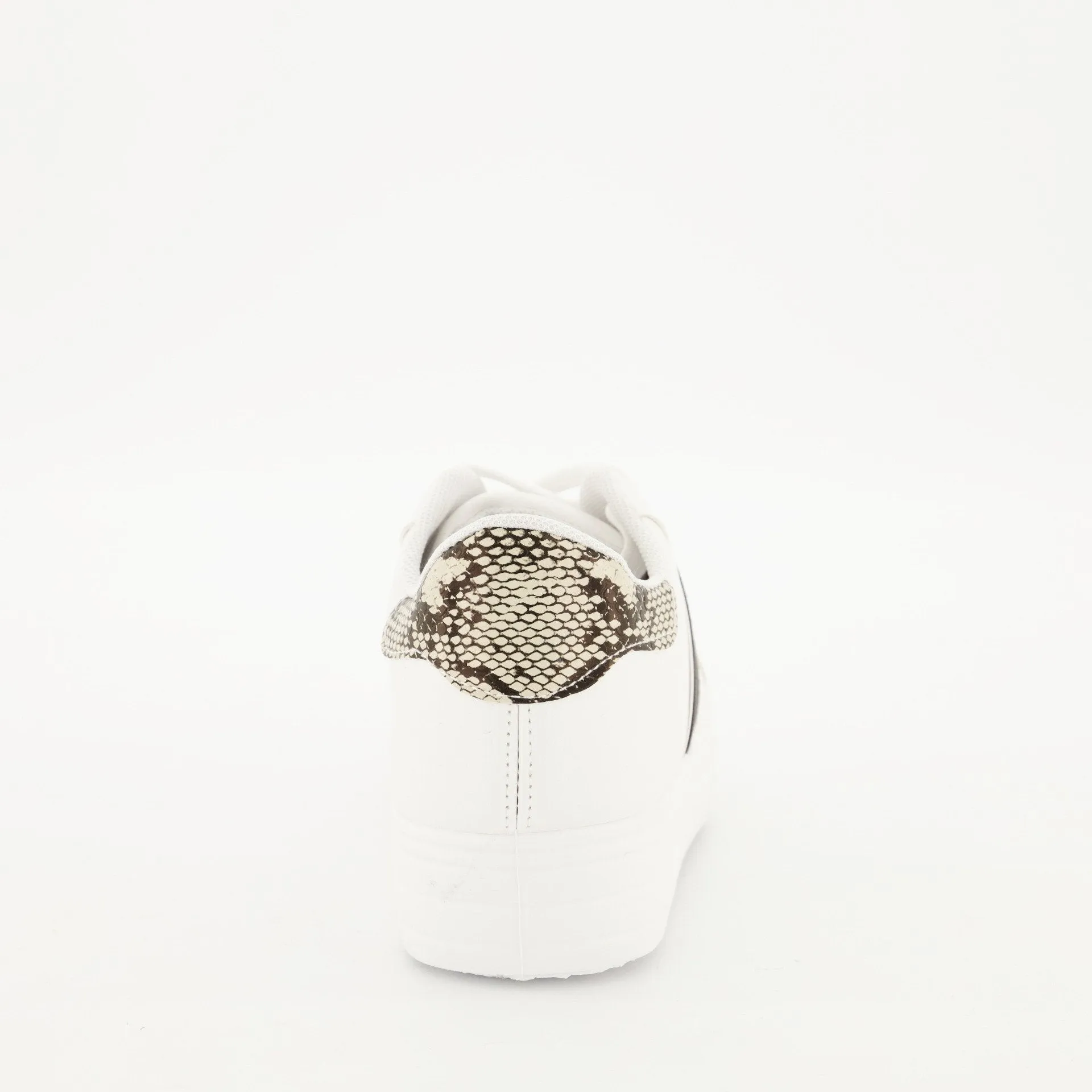 Ladies Platform Lace-Up Sneaker - White/Snake Skin