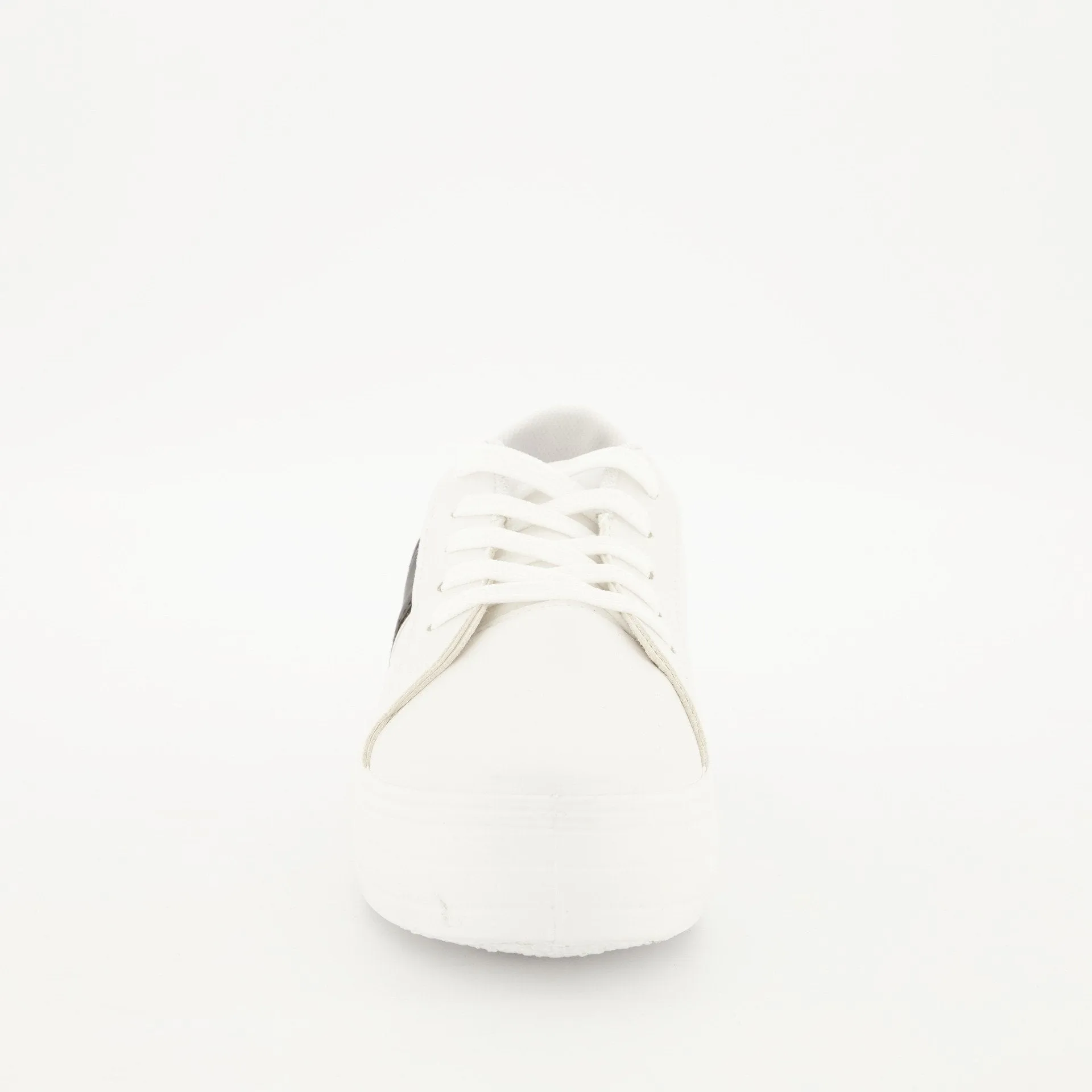 Ladies Platform Lace-Up Sneaker - White/Snake Skin