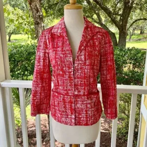 Lafayette 148 New York Abstract Red Print Blazer
