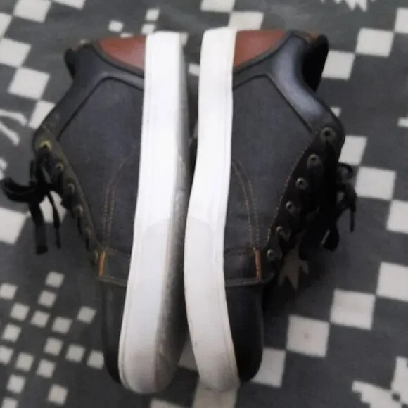 Levi's Jeffrey Los 501  Core Sneaker Black Denim Brown Leather  Size 12