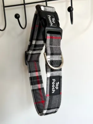 Light Grey   Red Stripe Dog Collar