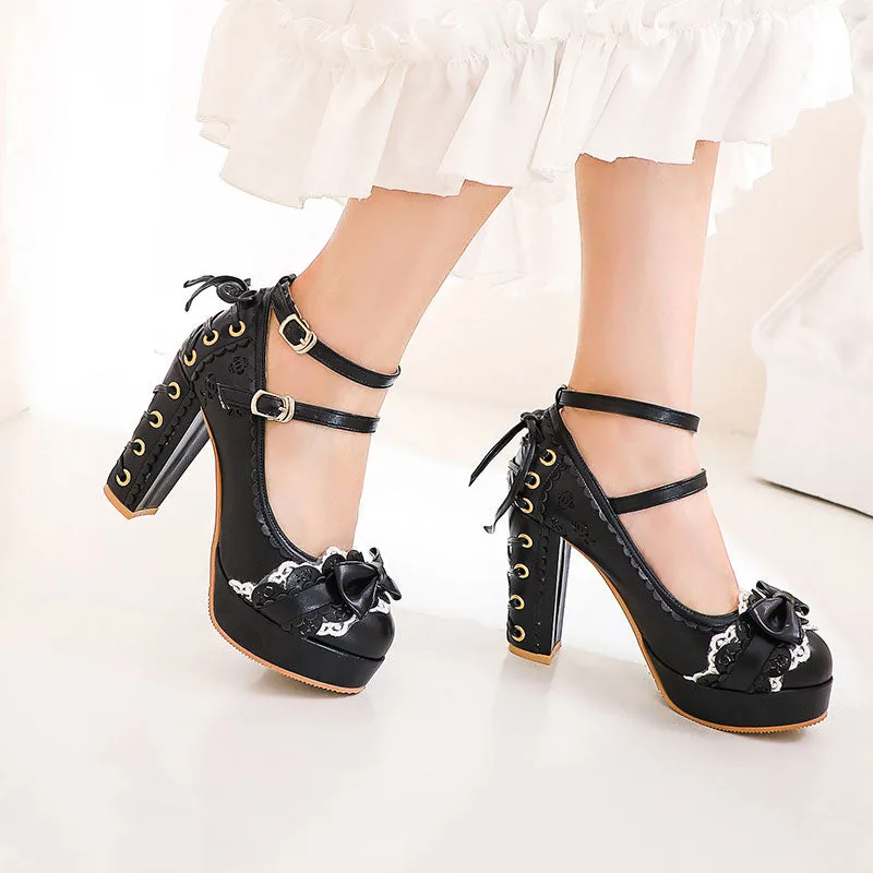 Lolita Platform Bow Lace Shoes