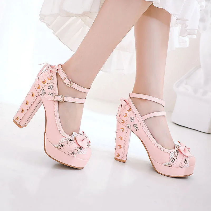 Lolita Platform Bow Lace Shoes