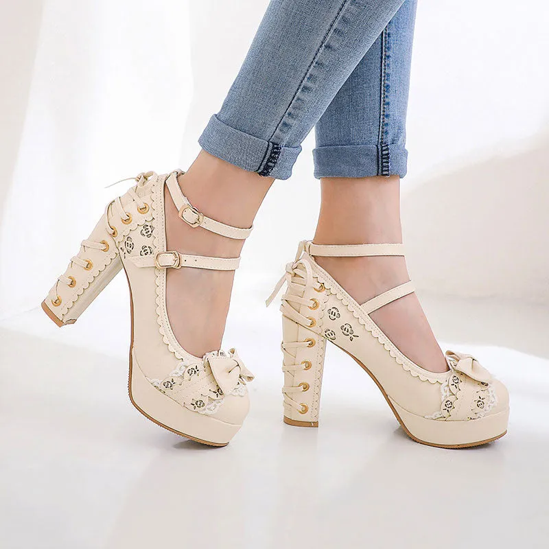 Lolita Platform Bow Lace Shoes