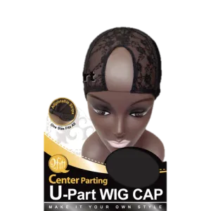 M & M U-PART WIG CAP CENTER PARTING BLACK-ADJUSTABLE STRIPS