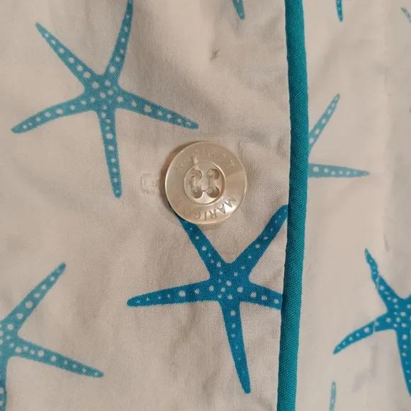 Marigot Lorient Block Starfish Print Short Pajama Set Blue Grotto