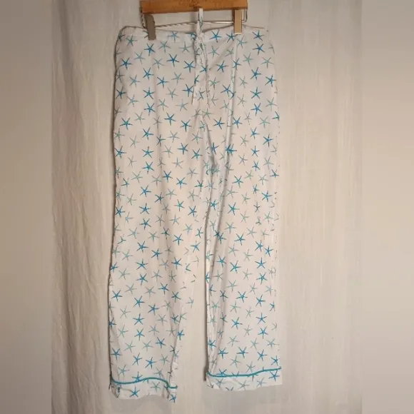 Marigot Lorient Block Starfish Print Short Pajama Set Blue Grotto