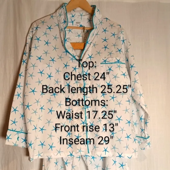 Marigot Lorient Block Starfish Print Short Pajama Set Blue Grotto