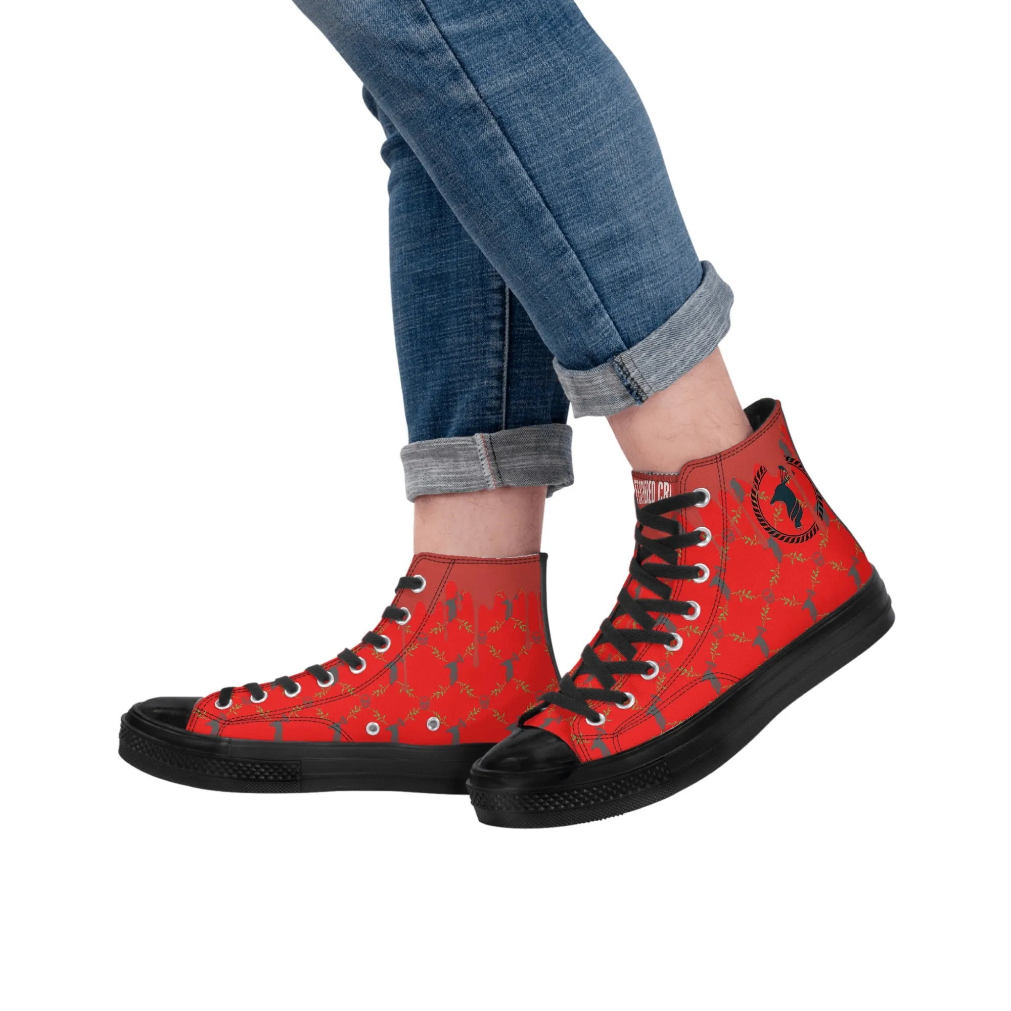 Mens Classic Red High Top Canvas Shoes