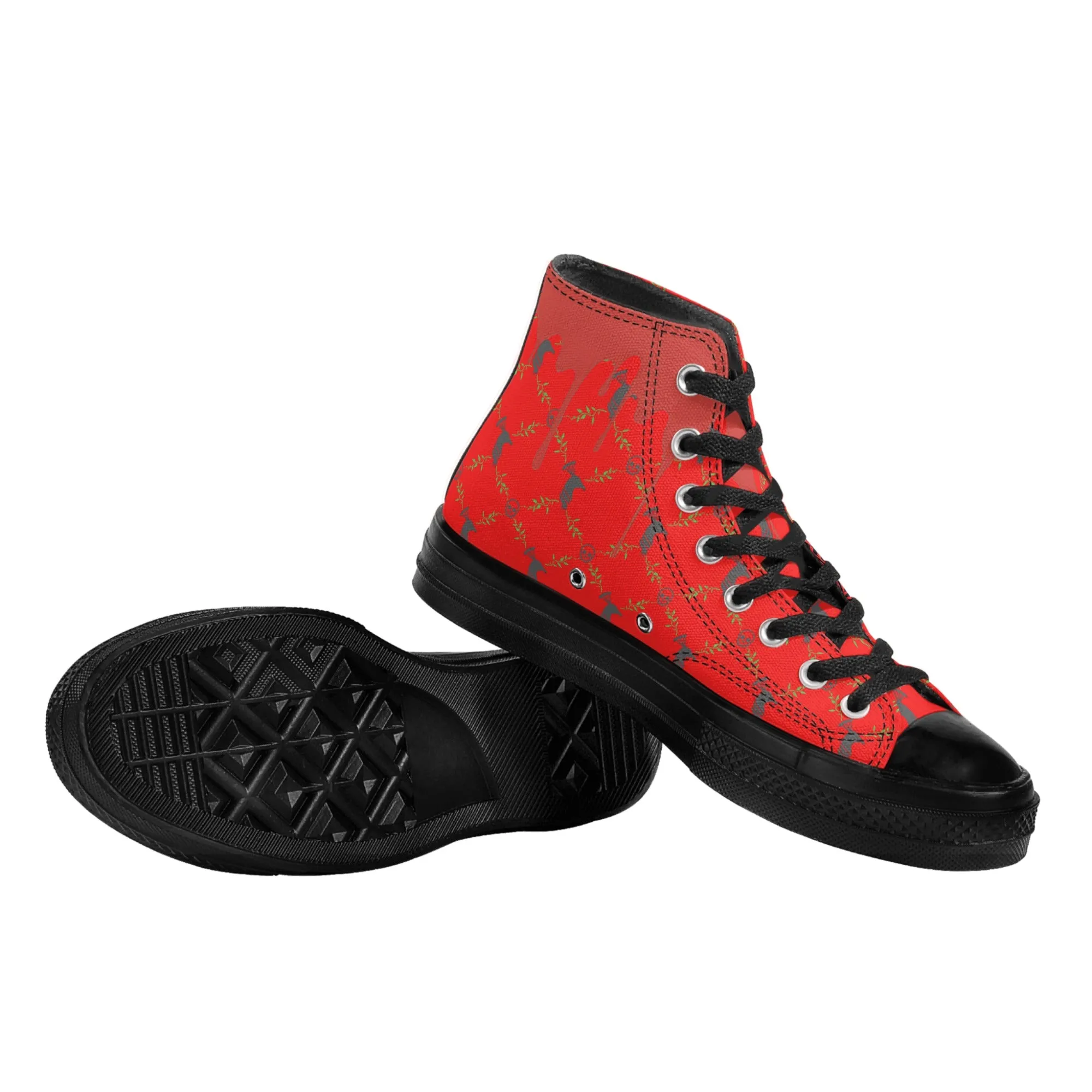 Mens Classic Red High Top Canvas Shoes