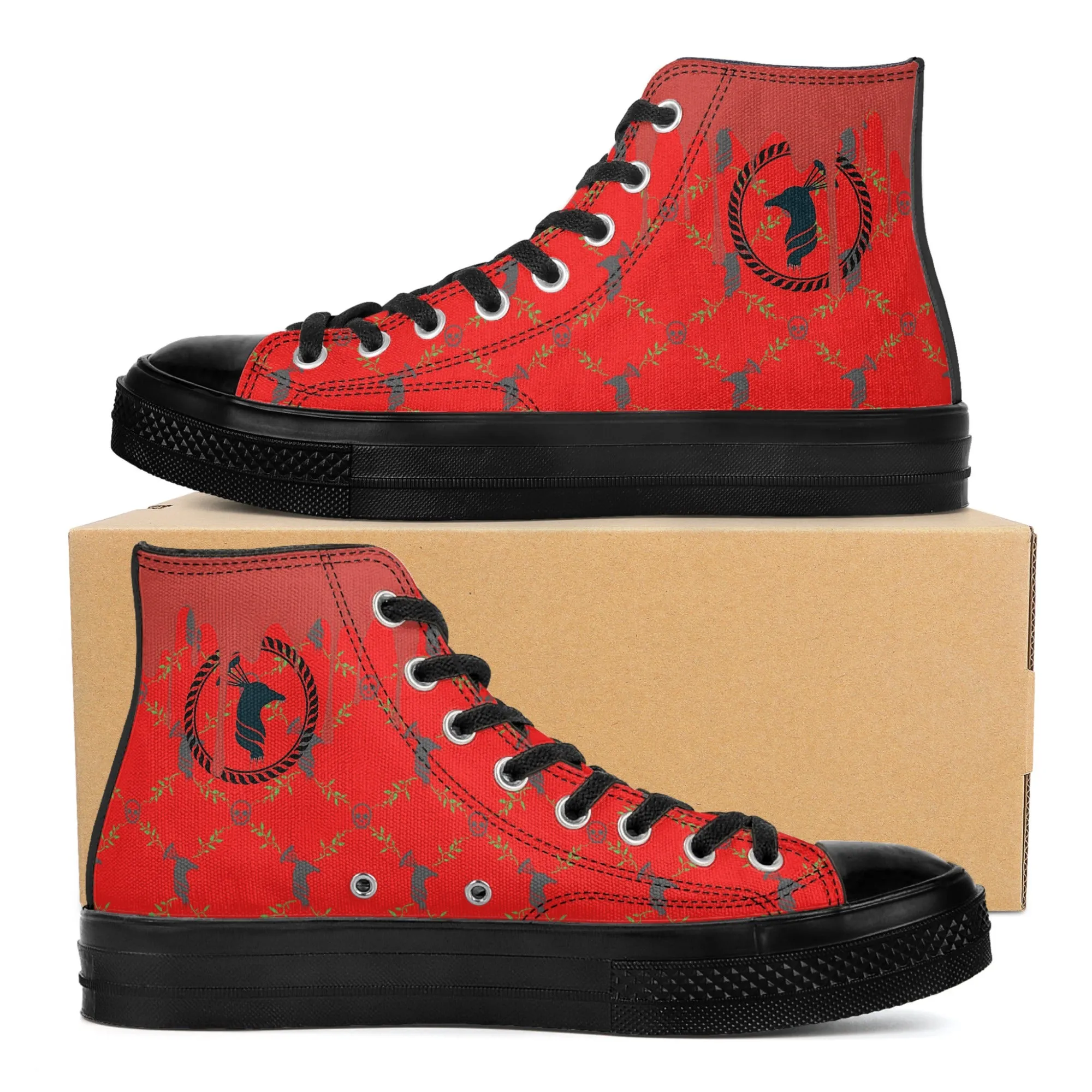 Mens Classic Red High Top Canvas Shoes