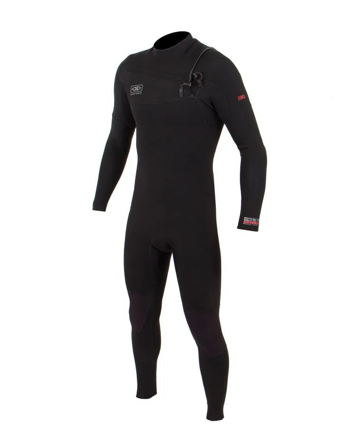Mens Double Black Chest Zip Steamer 4/3mm Wetsuit