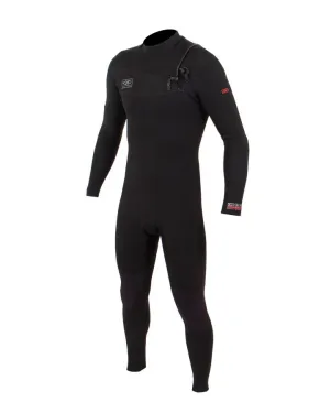 Mens Double Black Chest Zip Steamer 4/3mm Wetsuit