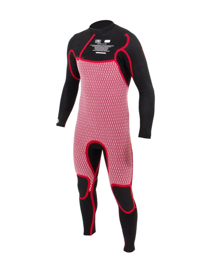 Mens Double Black Chest Zip Steamer 4/3mm Wetsuit