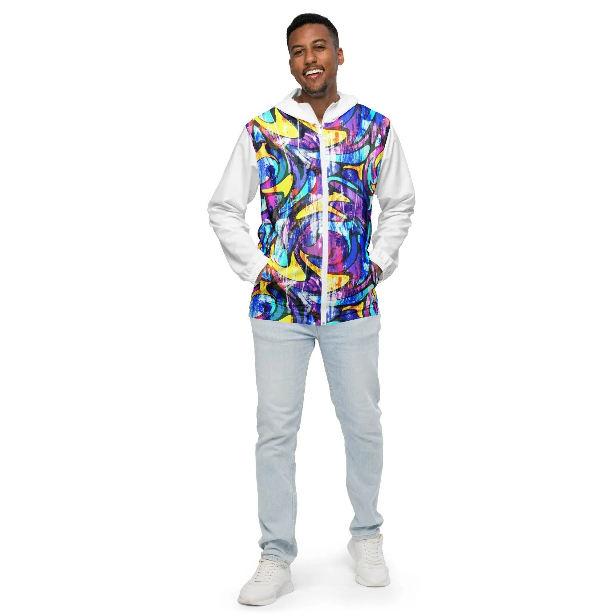 Men’s Neon Street Art Graffiti Windbreaker