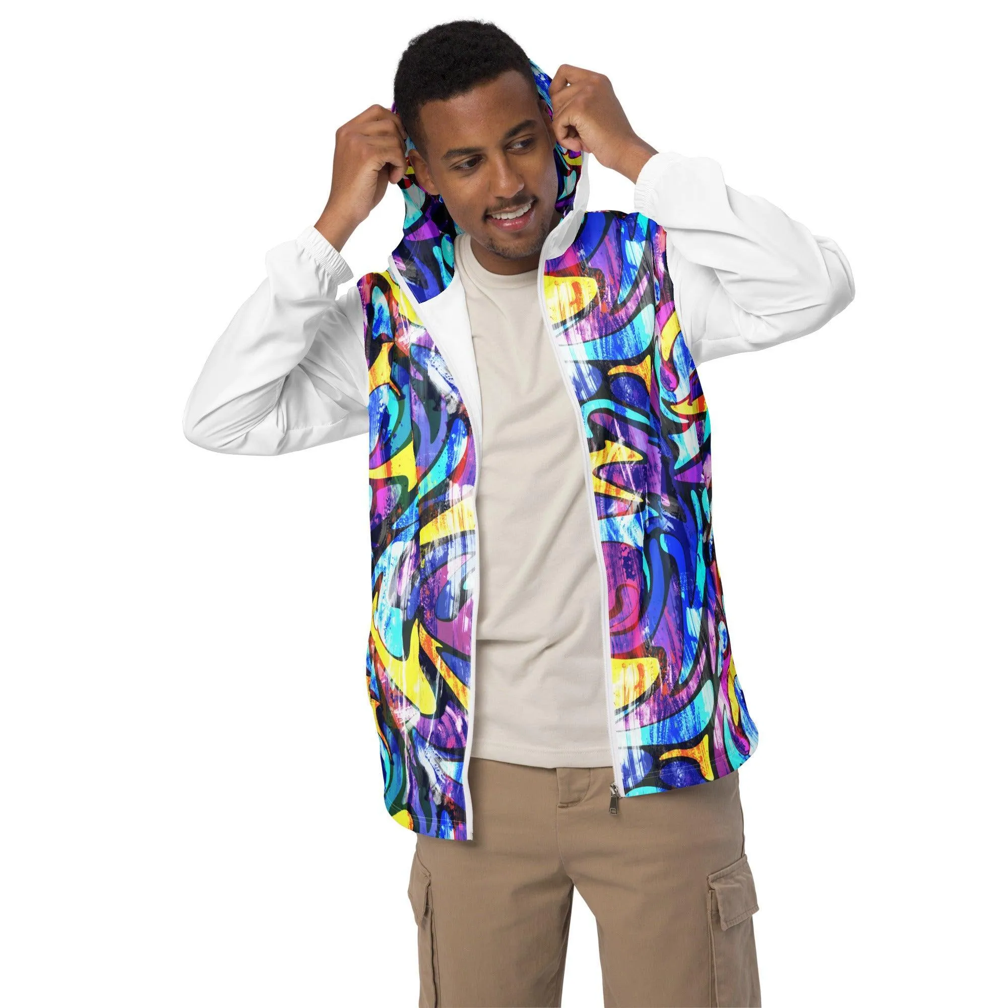Men’s Neon Street Art Graffiti Windbreaker