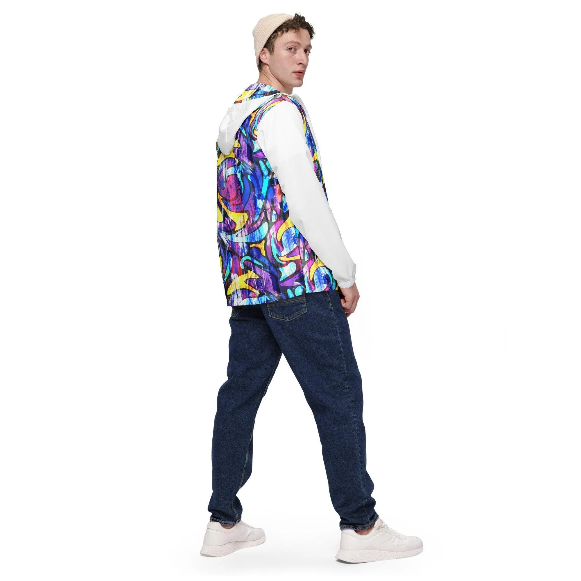 Men’s Neon Street Art Graffiti Windbreaker
