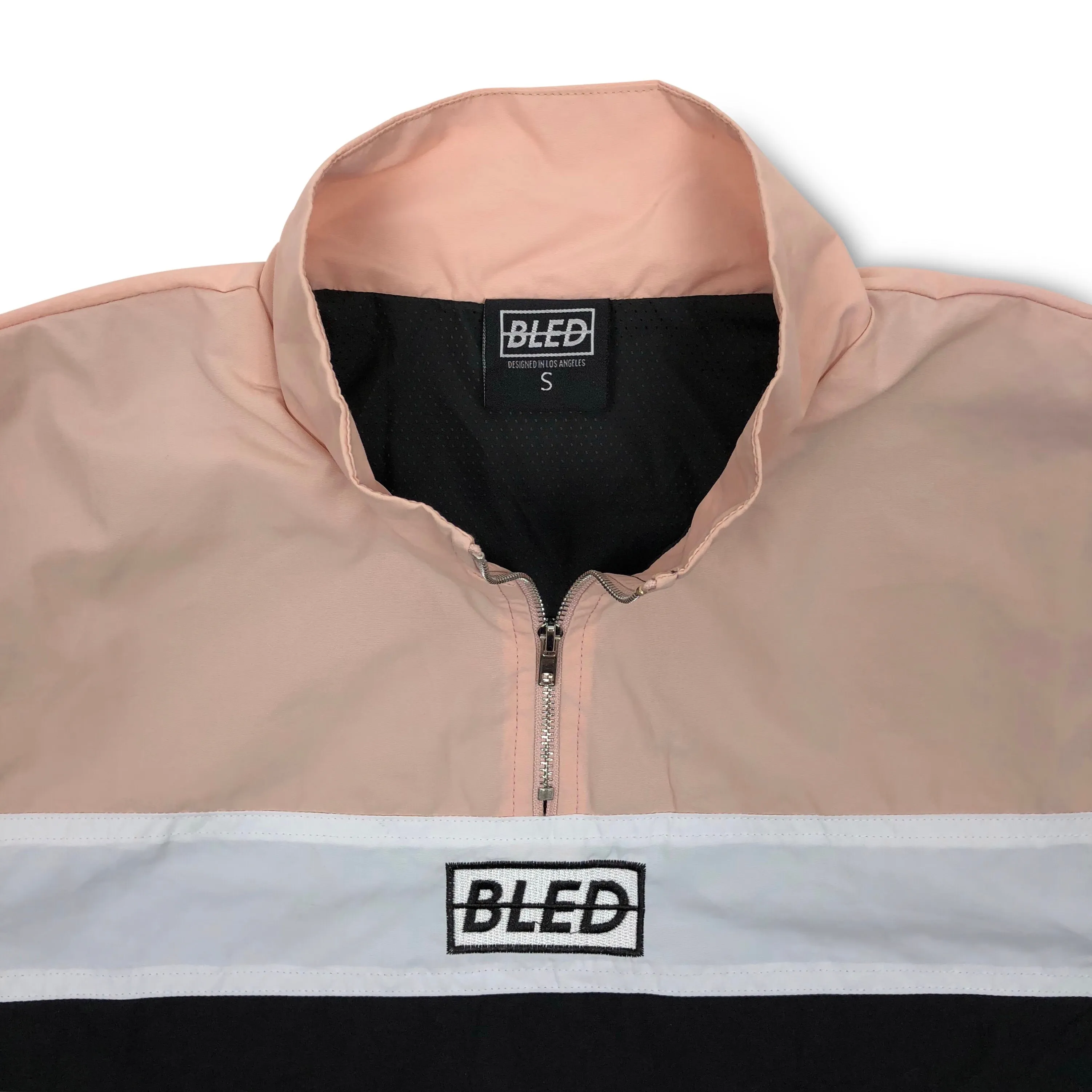 Mesh Cargo Quarter Zip Track Top - Pastel Coral/Black