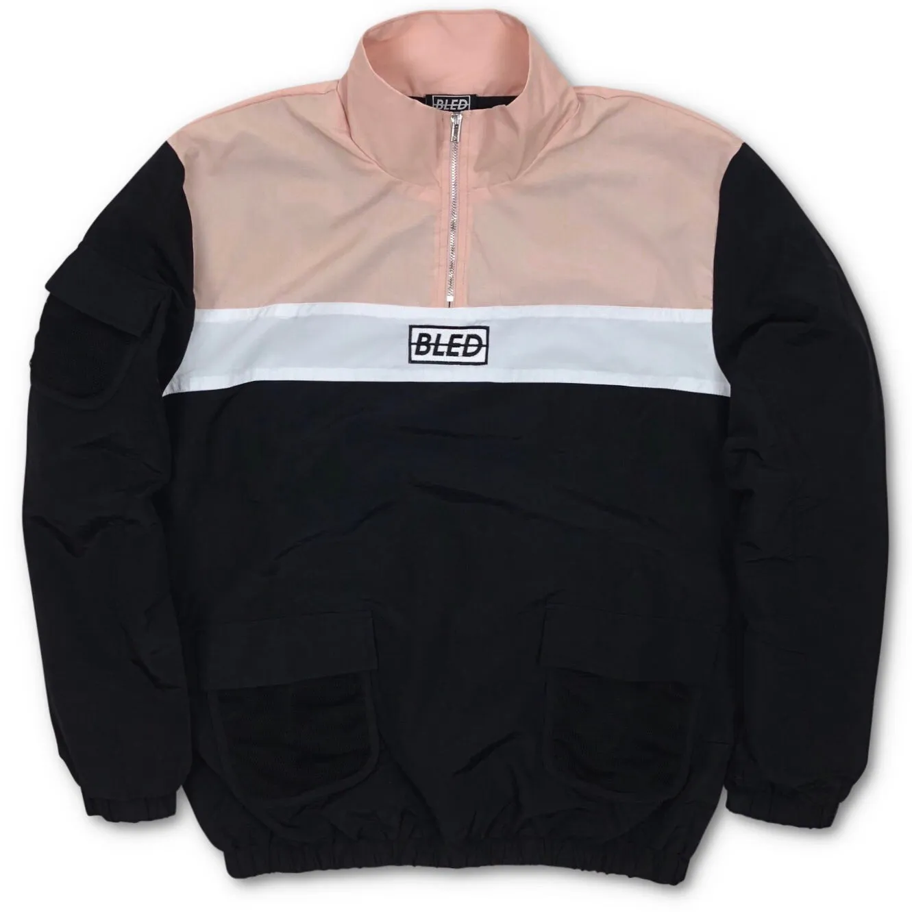 Mesh Cargo Quarter Zip Track Top - Pastel Coral/Black