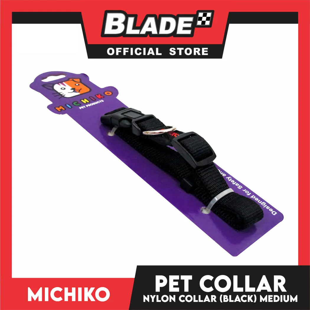 Michiko Nylon Collar Black (Medium) Pet Collar