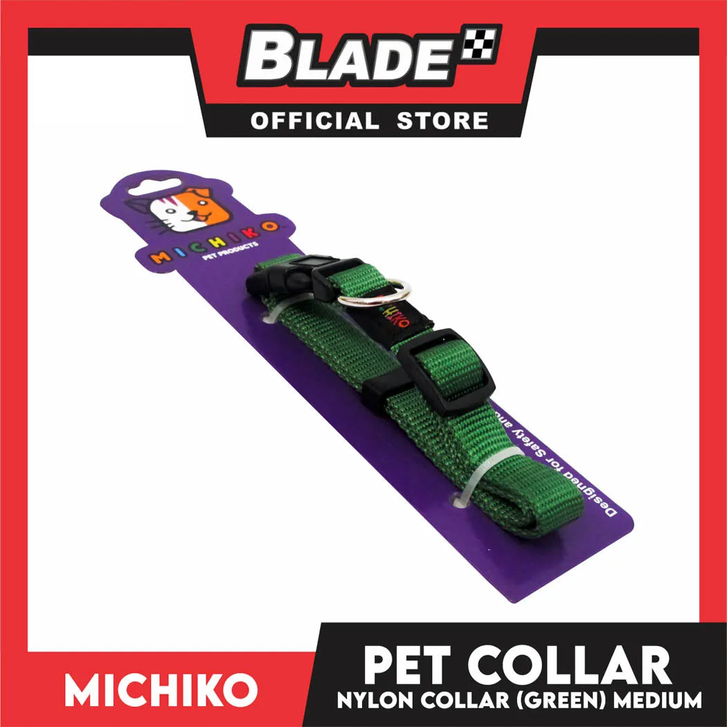 Michiko Nylon Collar Green (Medium) Pet Collar