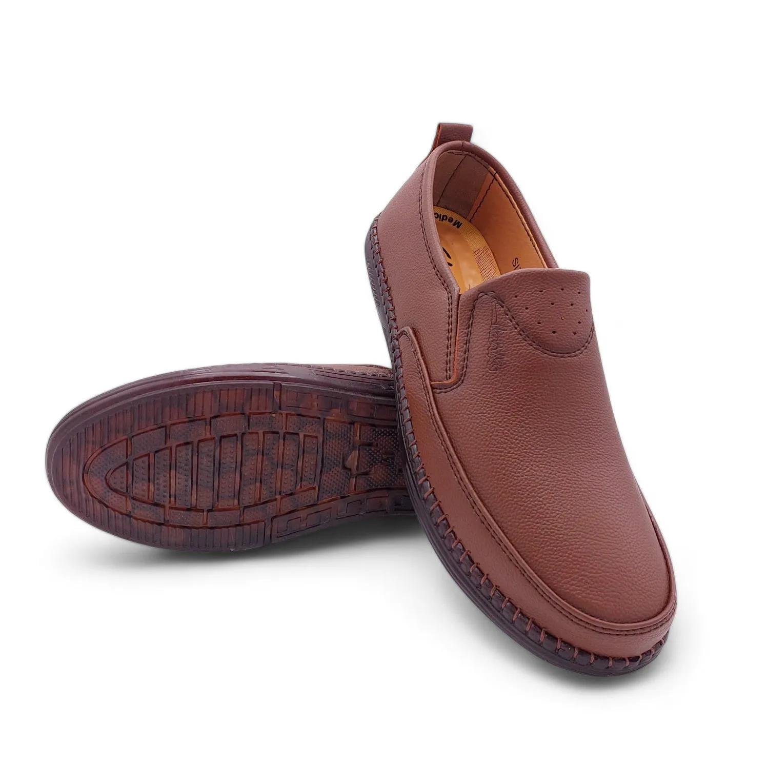 Mova Comfort Fit Rexine Leather SlipOns RB33 - Brown