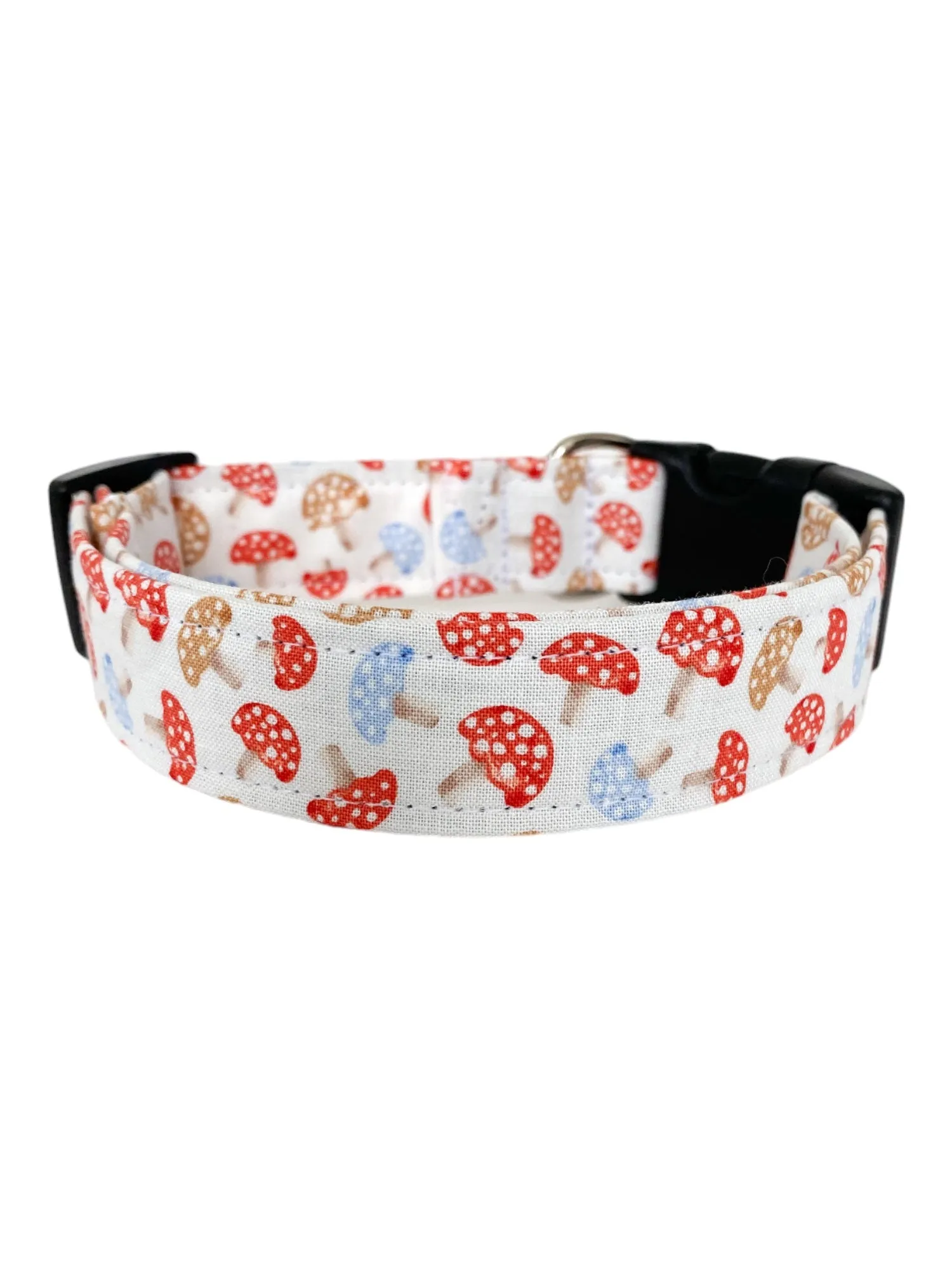 Mushrooms in Red and Blue Dog Collar