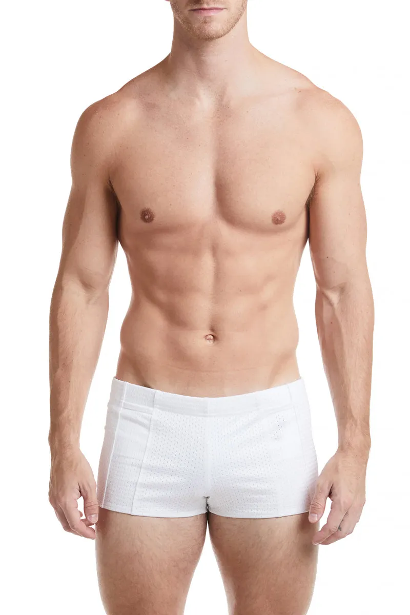 Navy - LANDON Athletic Mesh Square Cut Swim Brief