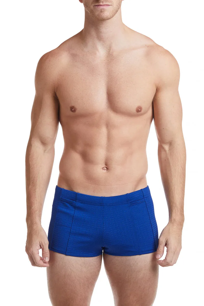 Navy - LANDON Athletic Mesh Square Cut Swim Brief