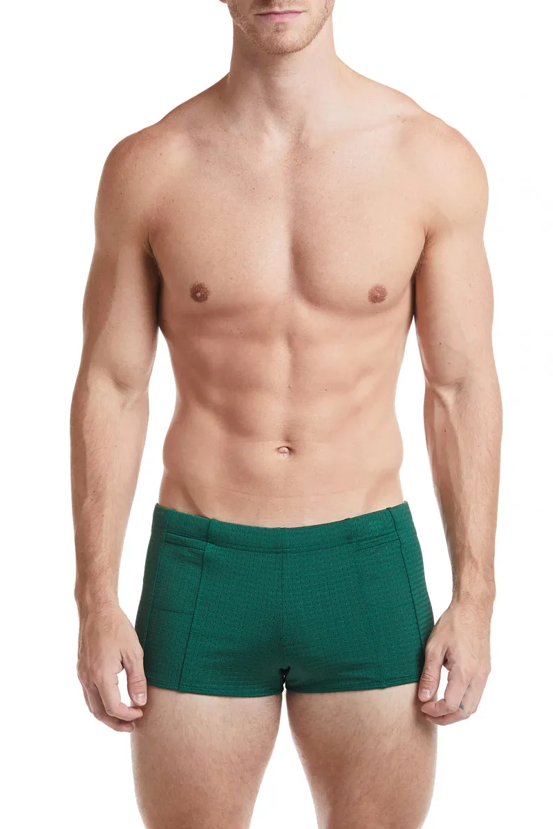 Navy - LANDON Athletic Mesh Square Cut Swim Brief
