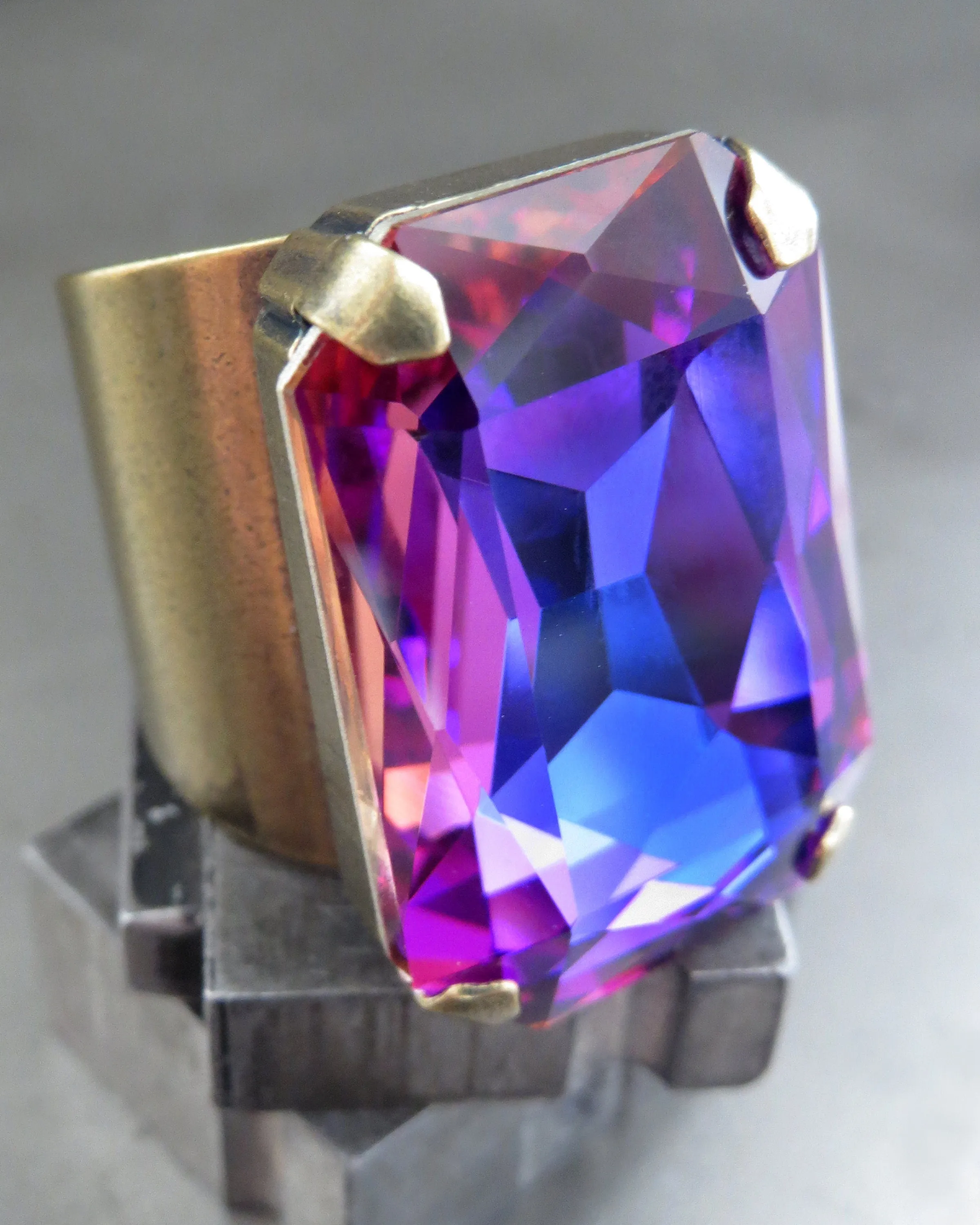 NEBULA - Deep Blue Crystal Ring with Magenta, Purple, Violet