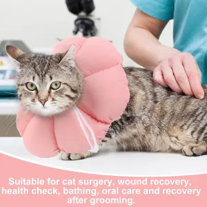 New Adjustable Cat Recovery Collar, Kitten Cone for Cat Wound Healing Protective After Surgery Waterproof Soft Pet Anti-Bite Lick Cone, Sz M, Pink
