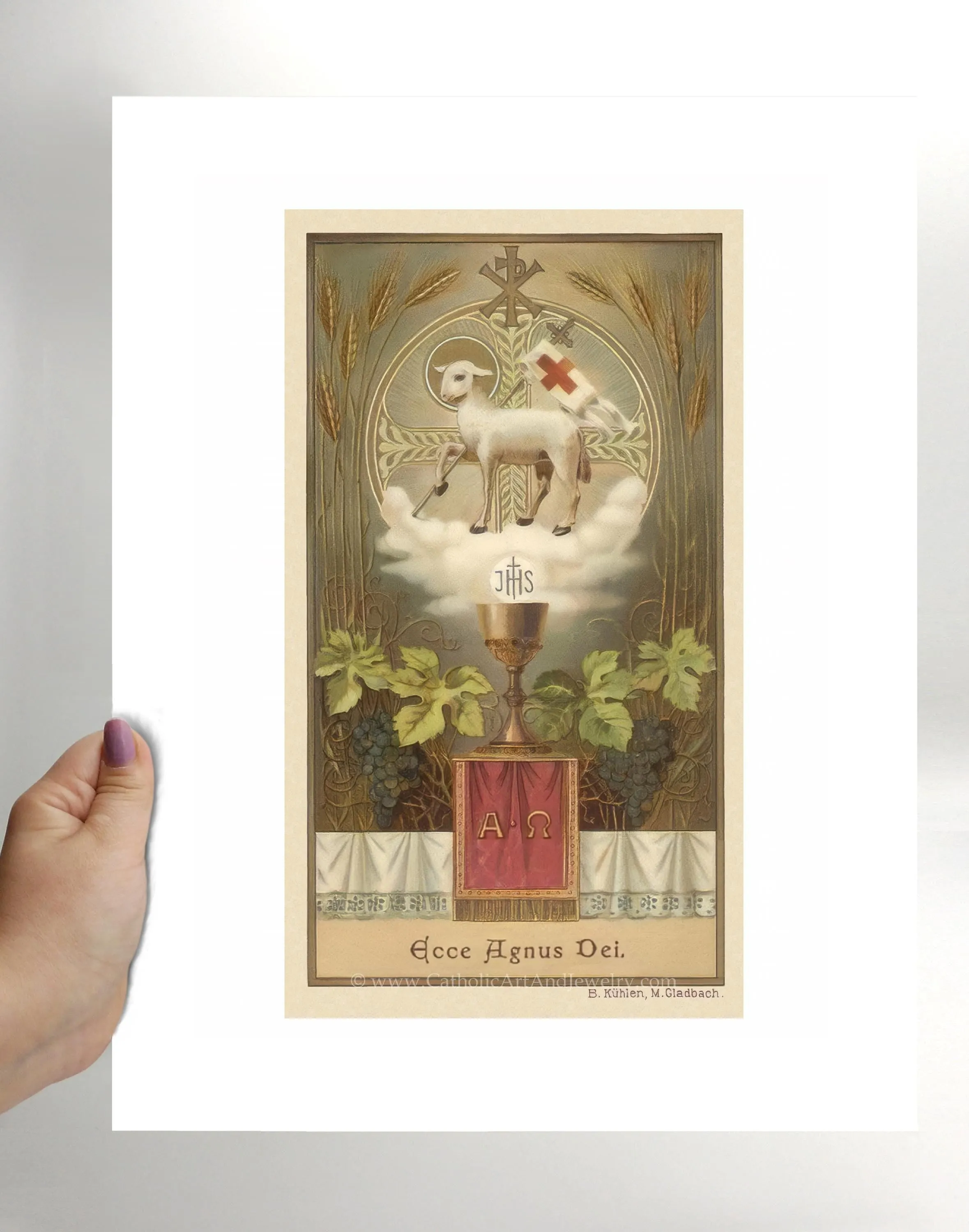 New! Behold the Lamb of God – Based on a Vintage Holy Card – Catholic Artwork – Archival Quality