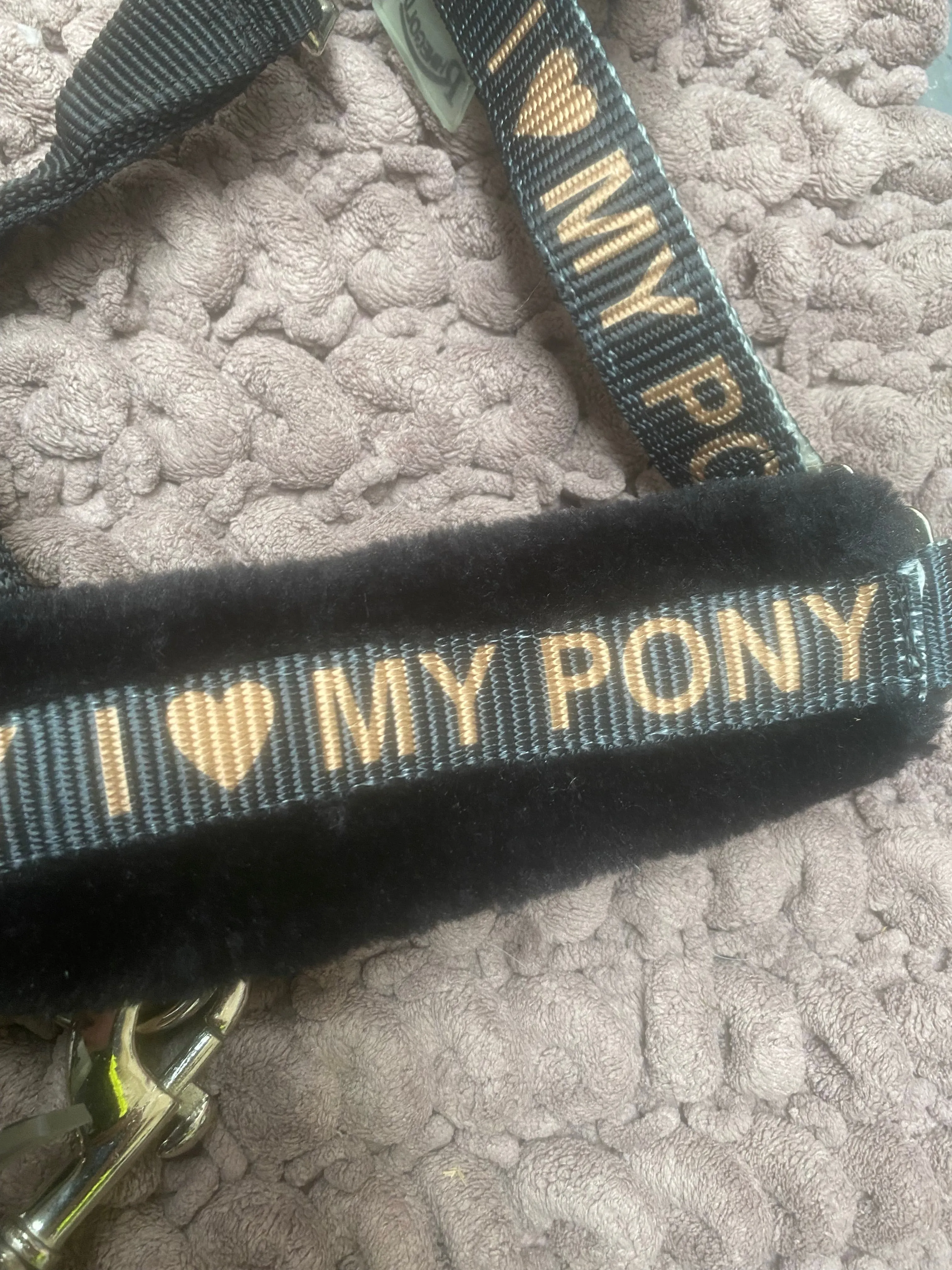 New I love my pony head collars in gold and black FREE POSTAGE *