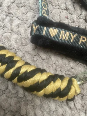 New I love my pony head collars in gold and black FREE POSTAGE *