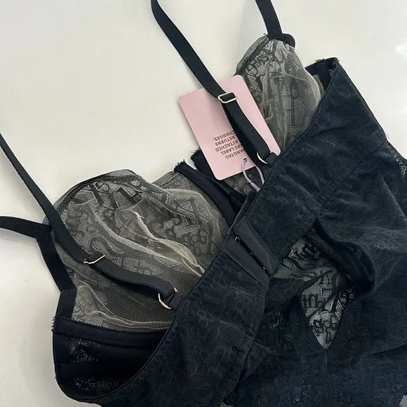 NEW SAVAGE X FENTY SIGNATURE SCRIPT UNDERWIRE TEDDY BLACK CAVIAR size Large NWT