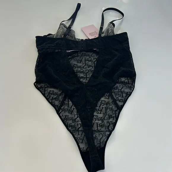 NEW SAVAGE X FENTY SIGNATURE SCRIPT UNDERWIRE TEDDY BLACK CAVIAR size Large NWT